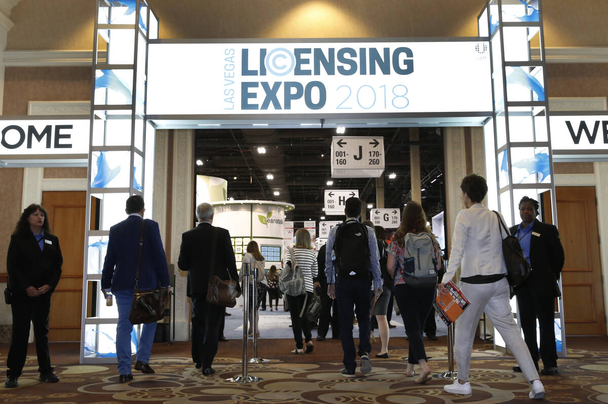 Visitors arrive at the Licensing Expo in May 2018 in Las Vegas. (Bizuayehu Tesfaye/Las Vegas Re ...
