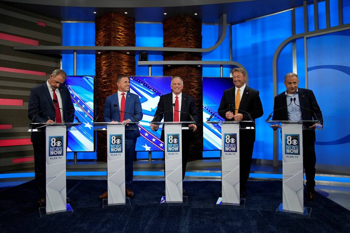 From left, North Las Vegas Mayor John Lee, Joey Gilbert, Clark County Sheriff Joe Lombardo, for ...