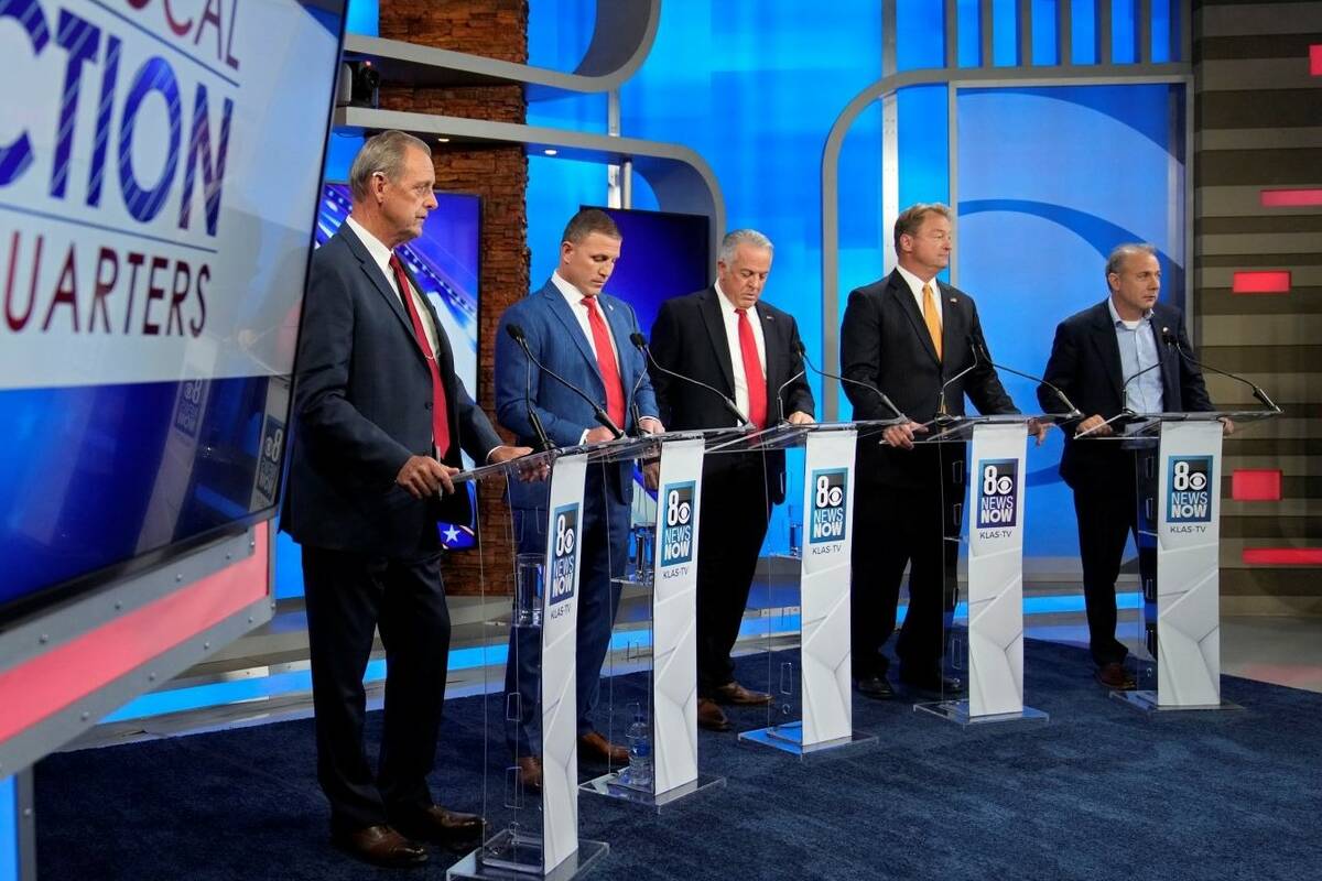 From left, North Las Vegas Mayor John Lee, Joey Gilbert, Clark County Sheriff Joe Lombardo, for ...