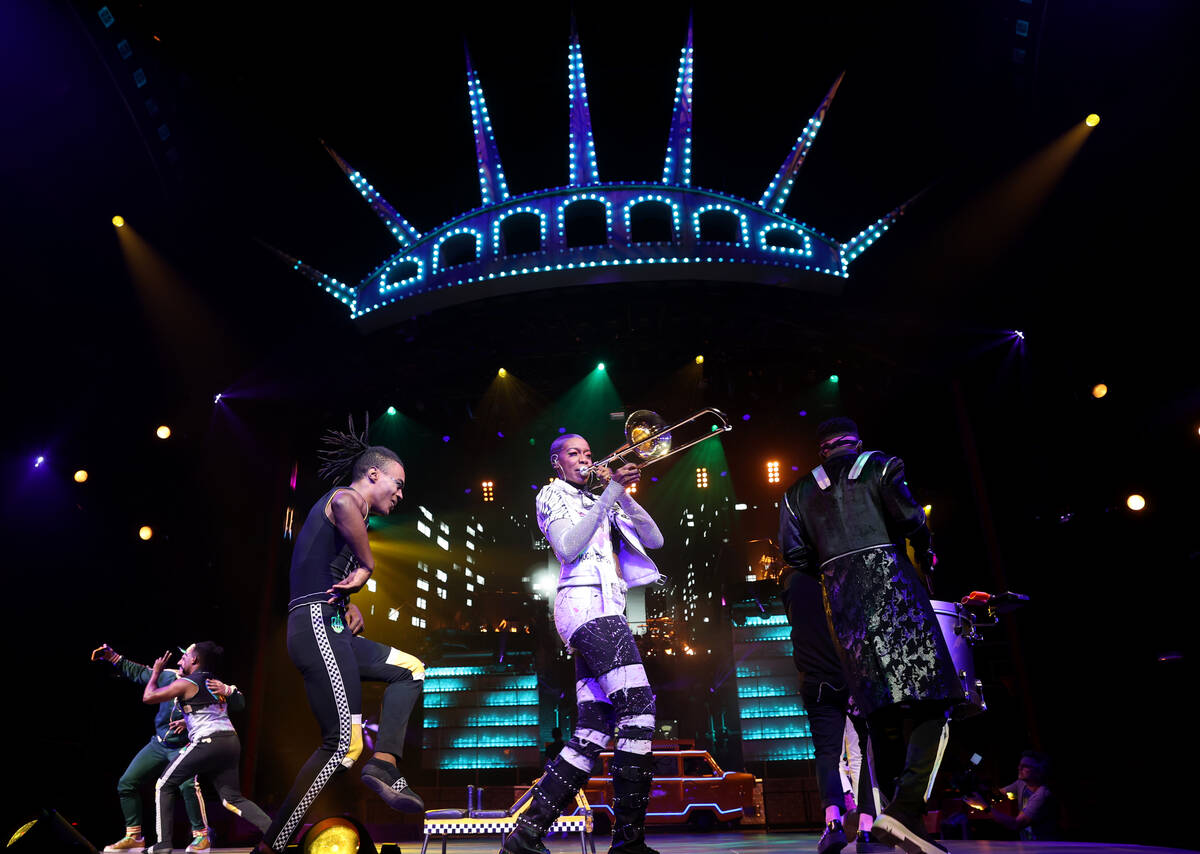 Musicians and acrobats perform during a media preview for Cirque du Soleil show “Mad App ...