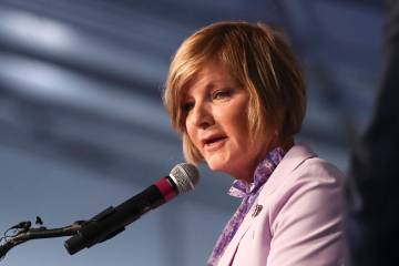 In this March 23, 2022 file photo, U.S. Rep. Susie Lee, D-Nev., speaks in Henderson. (Chase Ste ...
