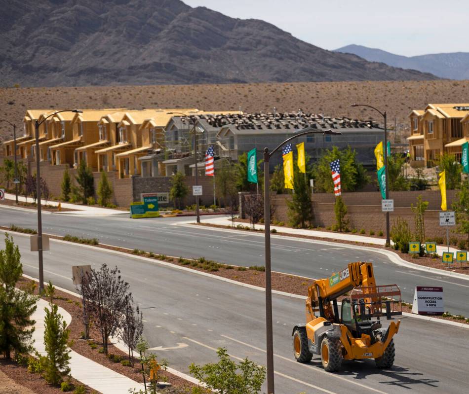 Construction continues on homes in the northwest Las Vegas Valley on Monday, May 23, 2022, in L ...