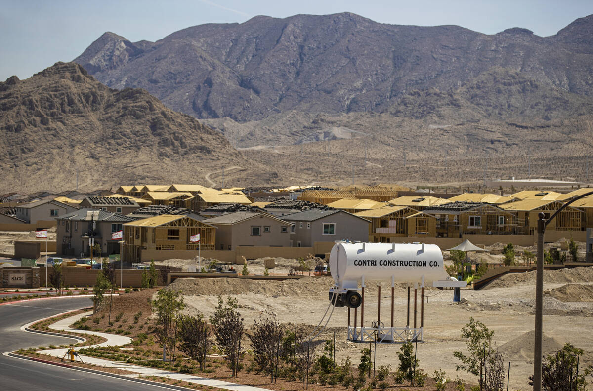 Construction continues on homes in the northwest Las Vegas Valley on Monday, May 23, 2022, in L ...