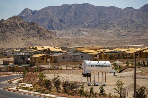 Construction continues on homes in the northwest Las Vegas Valley on Monday, May 23, 2022, in L ...