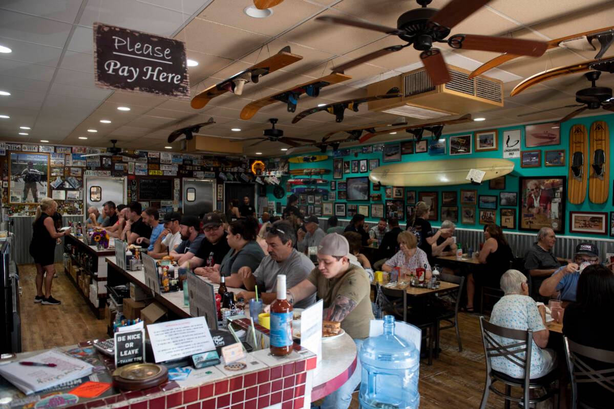 Customers fill the Coffee Cup Cafe on Thursday, May 26, 2022, in Boulder City. Boulder City bus ...