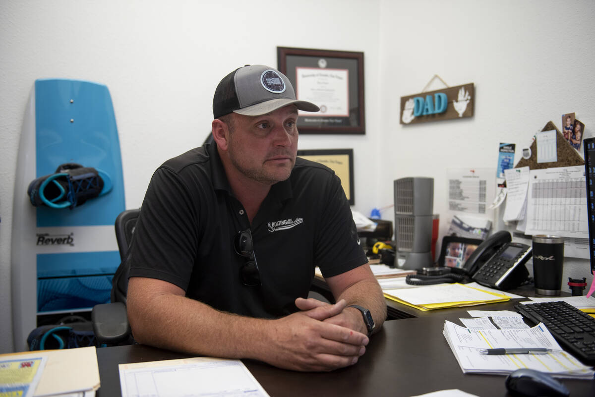 Bruce Nelson, director of operations at Lake Mead Marina, talks with the Review-Journal on Thur ...