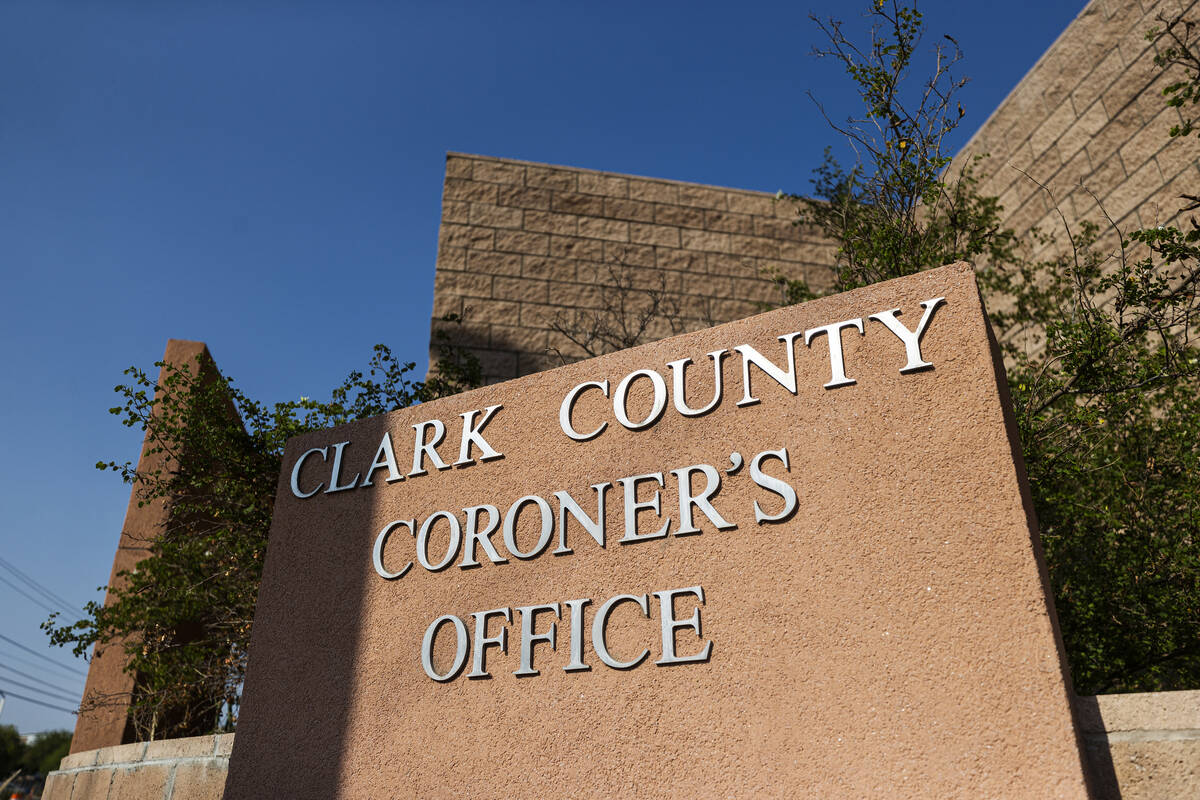 The Clark County Coroner’s office on Monday, Sept. 27, 2021, in Las Vegas. (Benjamin Hag ...