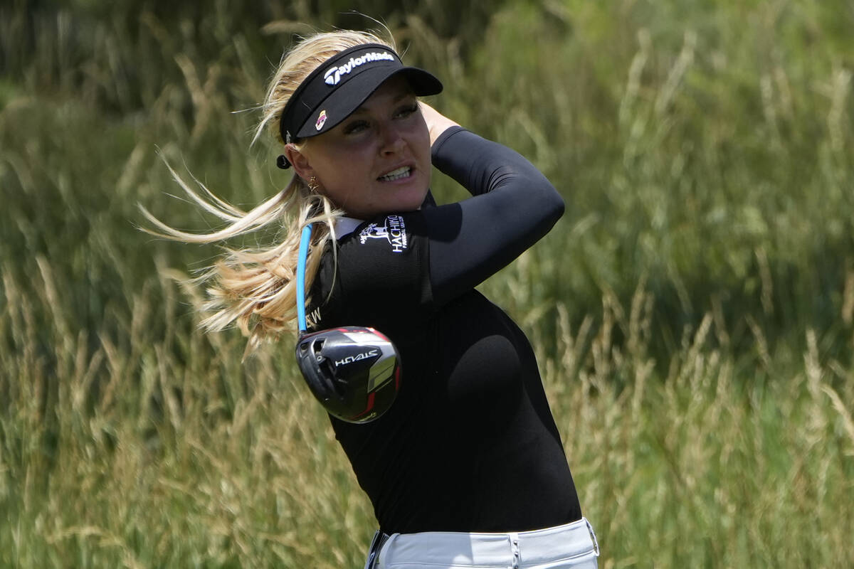 Charley Hull hits off the seventh tee during the third day of round-robin play in the LPGA Bank ...
