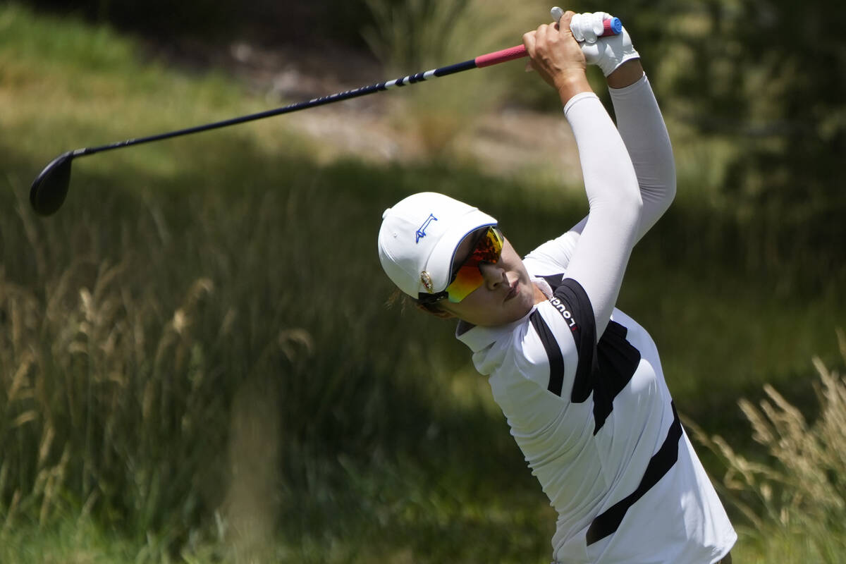 Haeji Kang hits off the seventh tee during the third day of round-robin play in the LPGA Bank o ...