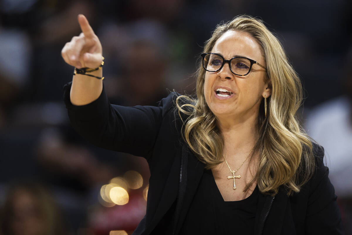 Aces coach Becky Hammon is shown during a WNBA game against the Los Angeles Sparks on Monday, M ...