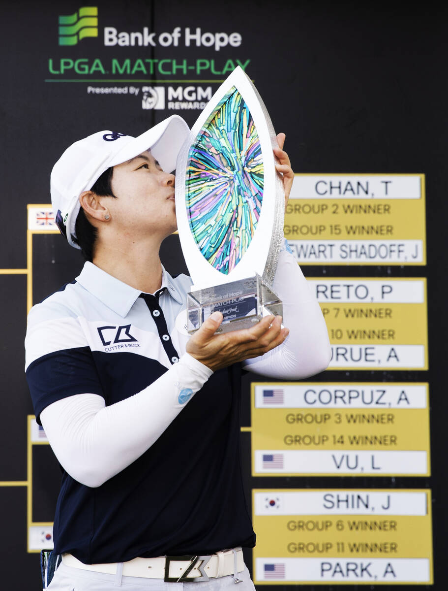 Eun-Hee Ji celebrates after winning the LPGA Bank of Hope Match Play golf tournament at Shadow ...