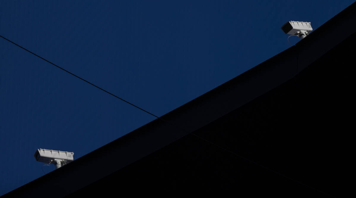 The cameras used with the Automated Ball-Strike system during a minor league baseball game betw ...