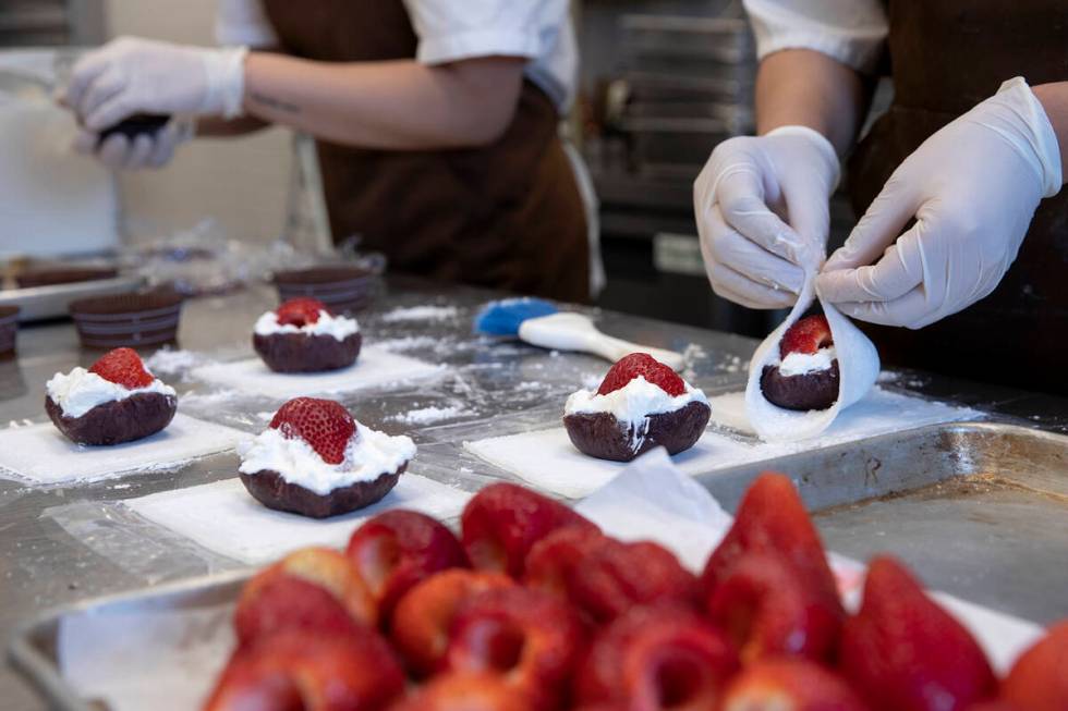 The Ichigo Daifuku is made at Suzuya Patisserie. (Ellen Schmidt/Las Vegas Review-Journal)