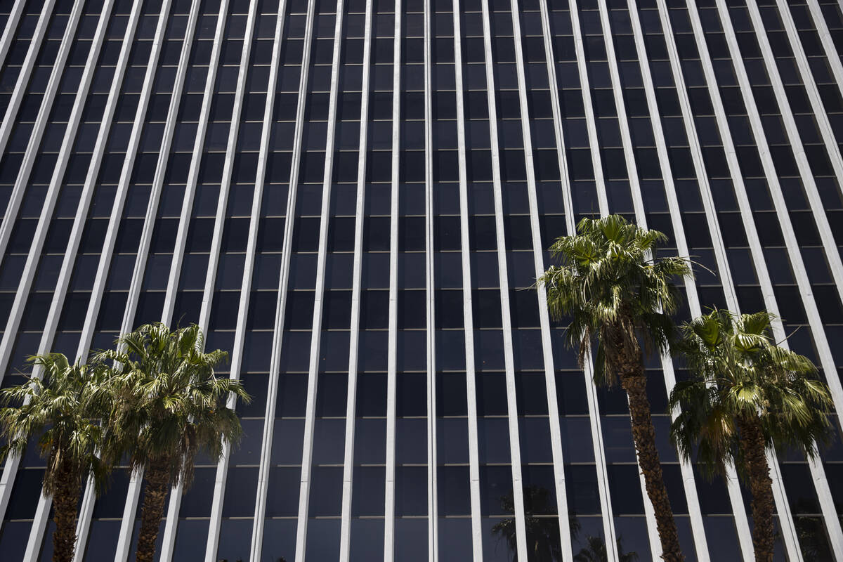 The exterior of a building at 300 S. 4th St., in Las Vegas, Thursday, May 26, 2022. The 17-stor ...