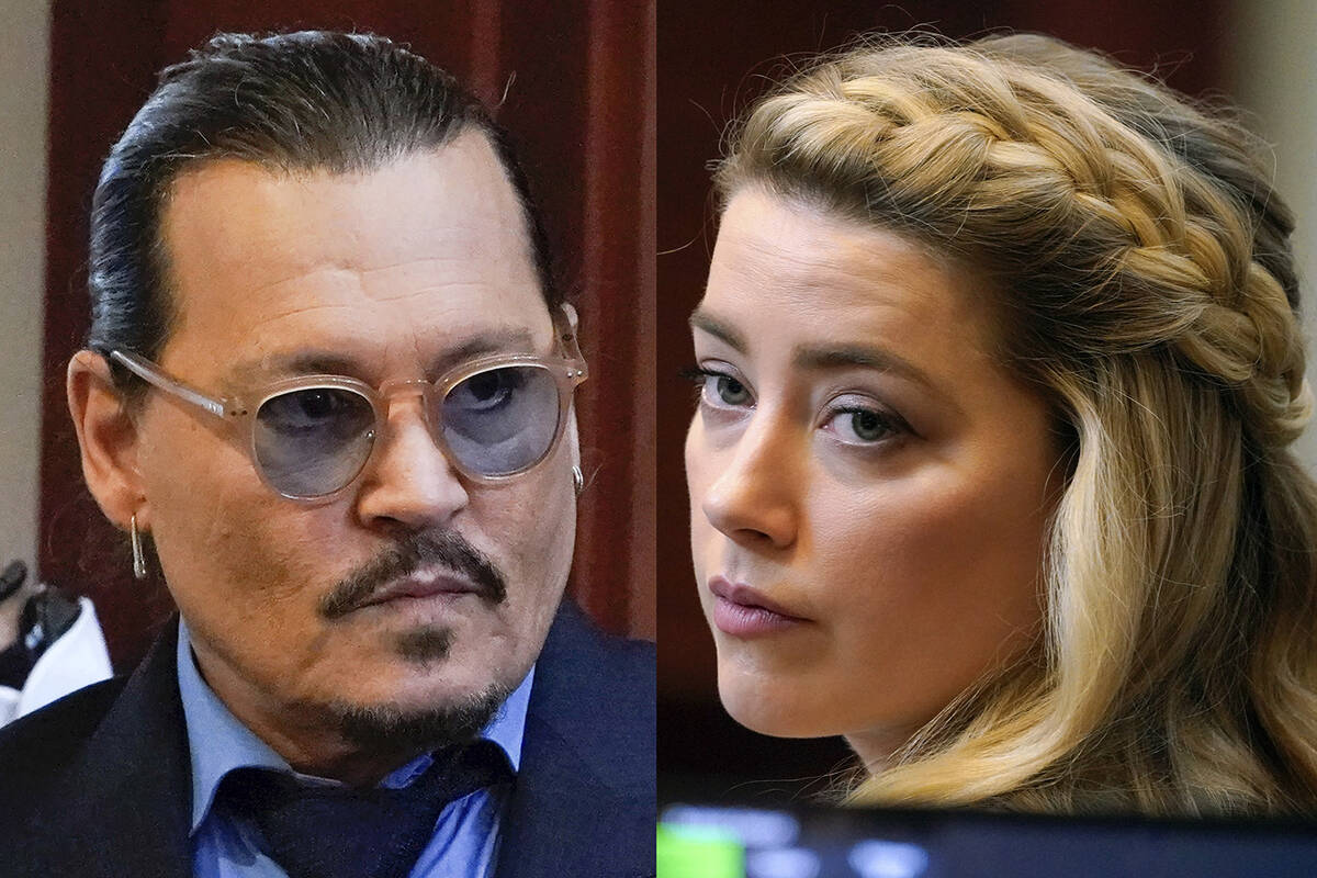 This combination of two separate photos shows actors Johnny Depp, left, and Amber Heard in the ...