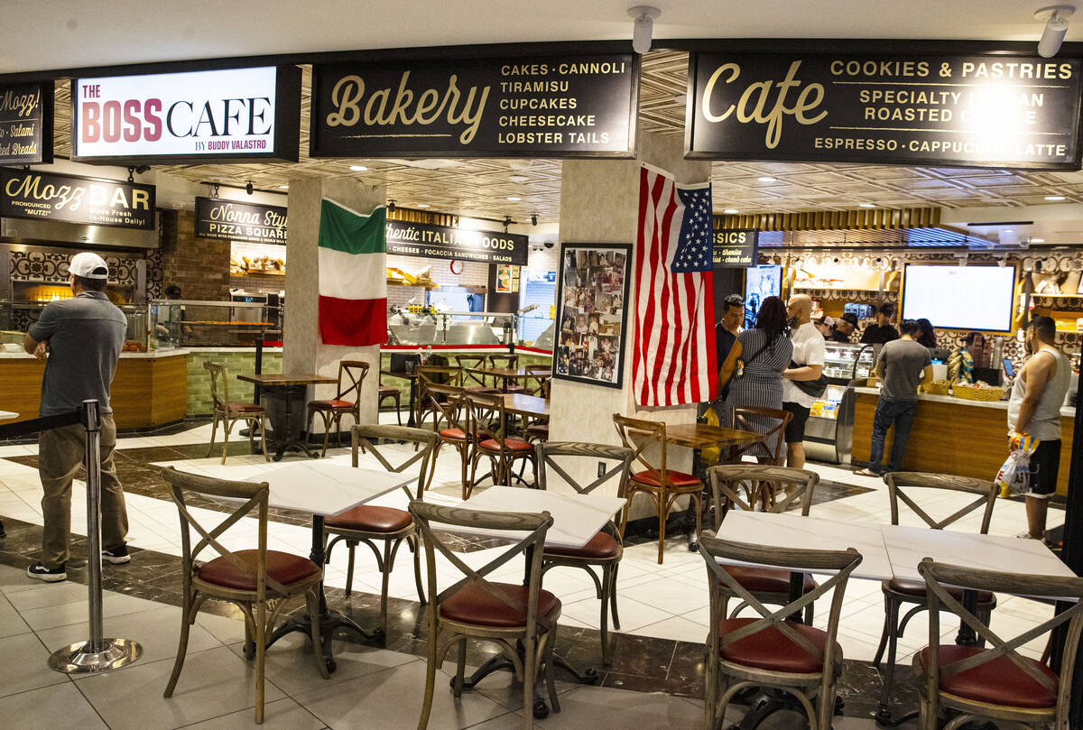 The Boss Cafe by Buddy Valastro is seen at the LINQ hotel-casino on Wednesday, April 27, 2022, ...