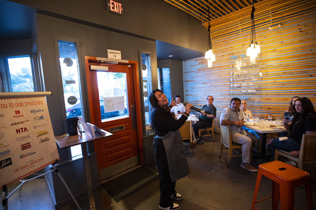 Breanna De Santos performs during a presentation by Random Act Diner for “The Great Las ...