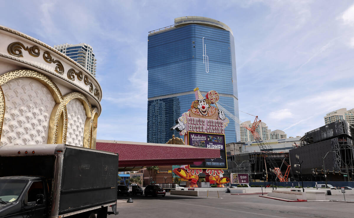 The porte-cochere at Circus Circus on the Strip in Las Vegas Friday, June 3, 2022. (K.M. Cannon ...