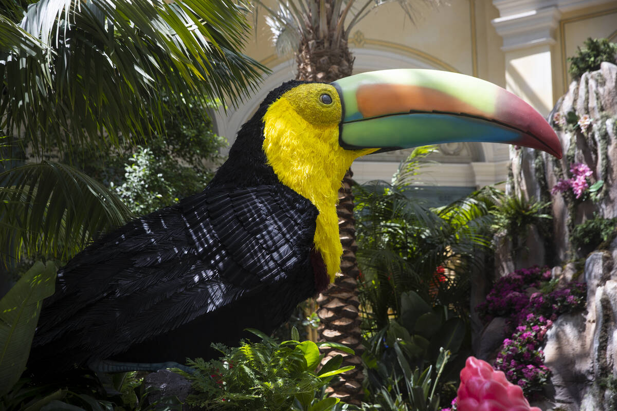 People visit the Bellagio’s Conservatory & Botanical Gardens in Las Vegas, Thursday, June 2, ...