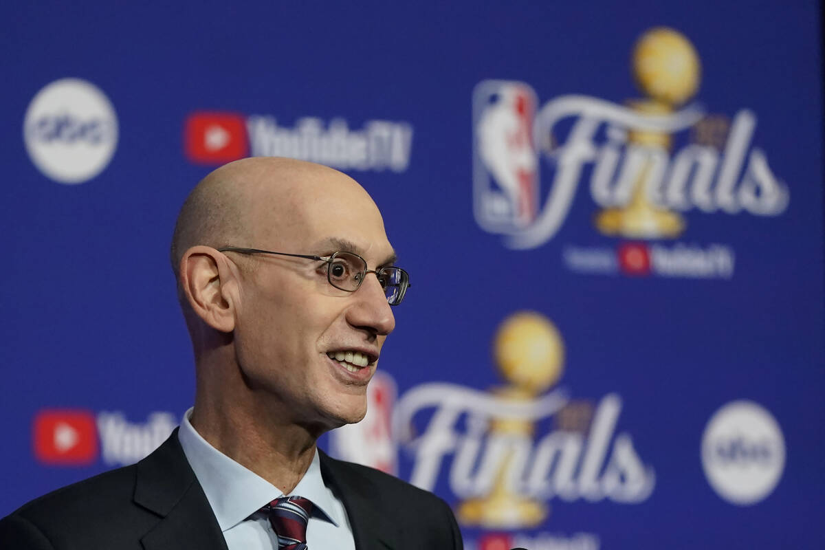NBA Commissioner Adam Silver speaks at a news conference before Game 1 of basketball's NBA Fina ...