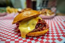 Housemade "wizz" garnishes a roast beef sandwich at Top Round, a famed Los Angeles restaurant t ...