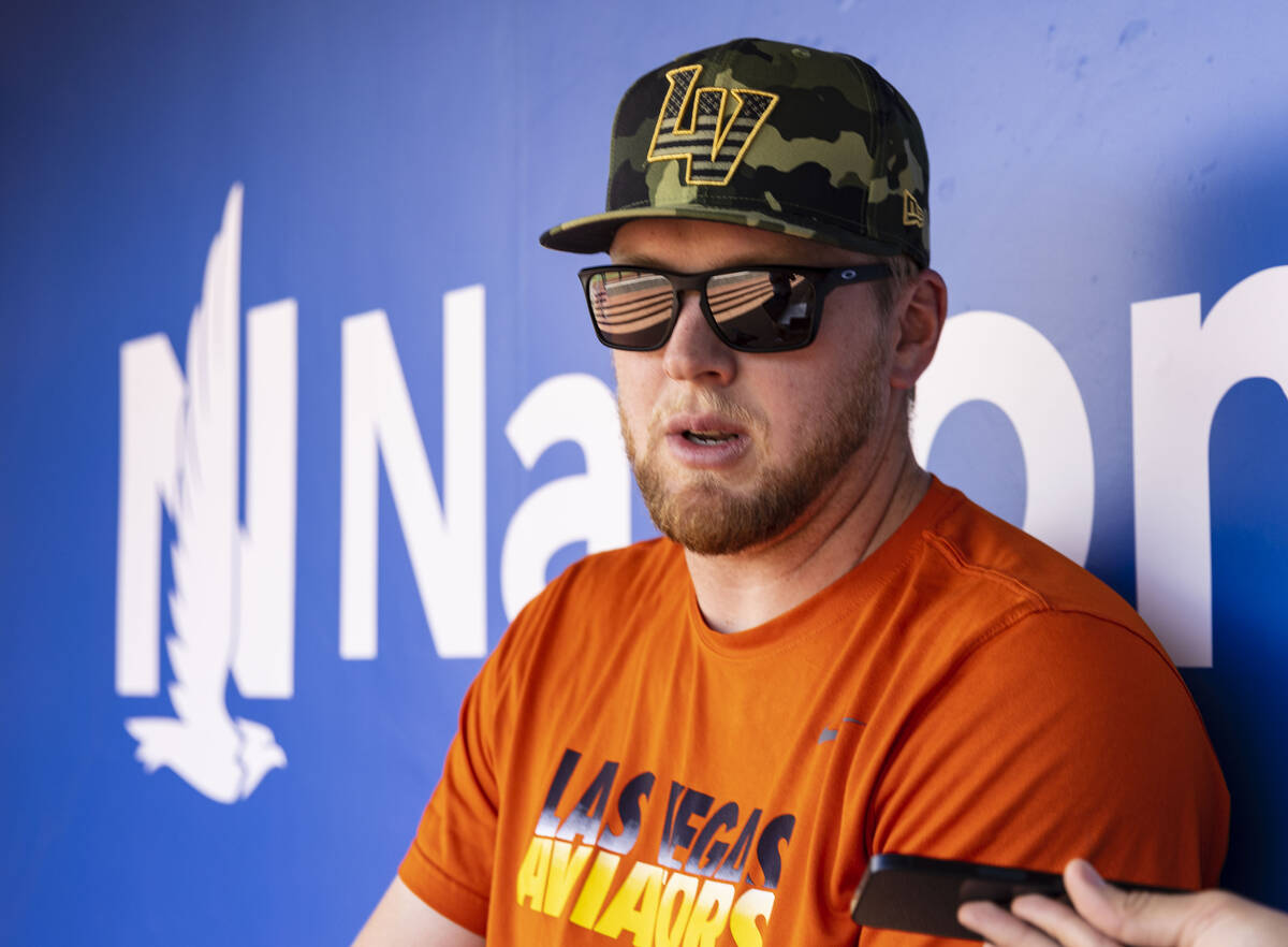 Aviator's pitcher Jared Koenig speaks during an interview with the Review-Journal at Las Vegas ...