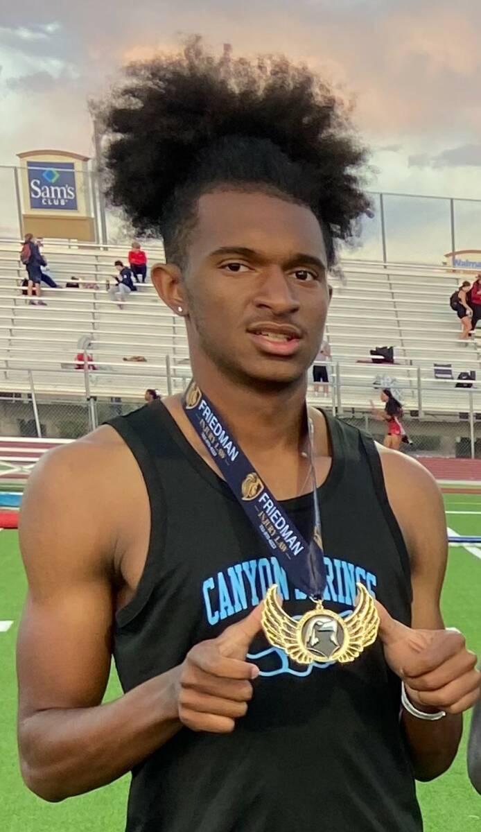 Canyon Springs' Tevin Howerton is a member of the Nevada Preps All-Southern Nevada boys track a ...