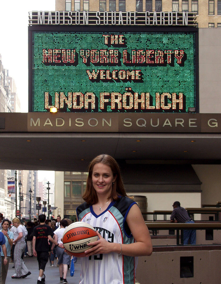 The NY Liberty draft UNLV player Linda Frohlich in the WNBA draft. Linda poses outside Madison ...