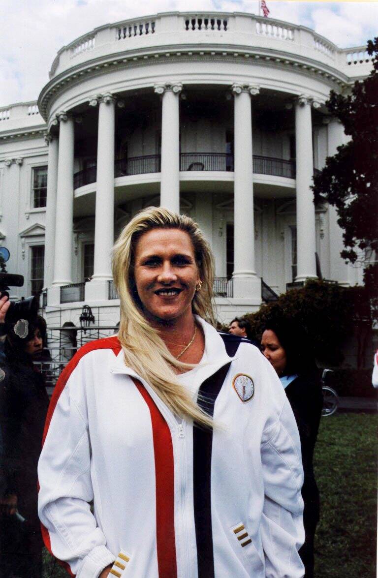 Las Vegan Lori Harrigan, Olympic gold medal softball pitcher, at the White House Wednesday. (S ...