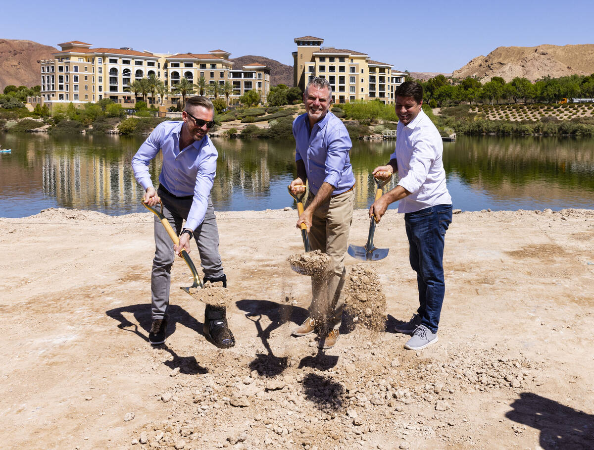 Tyler Jones, left, CEO and founder of Blue Heron, Chris Beucler, president of Blue Heron Nexus, ...