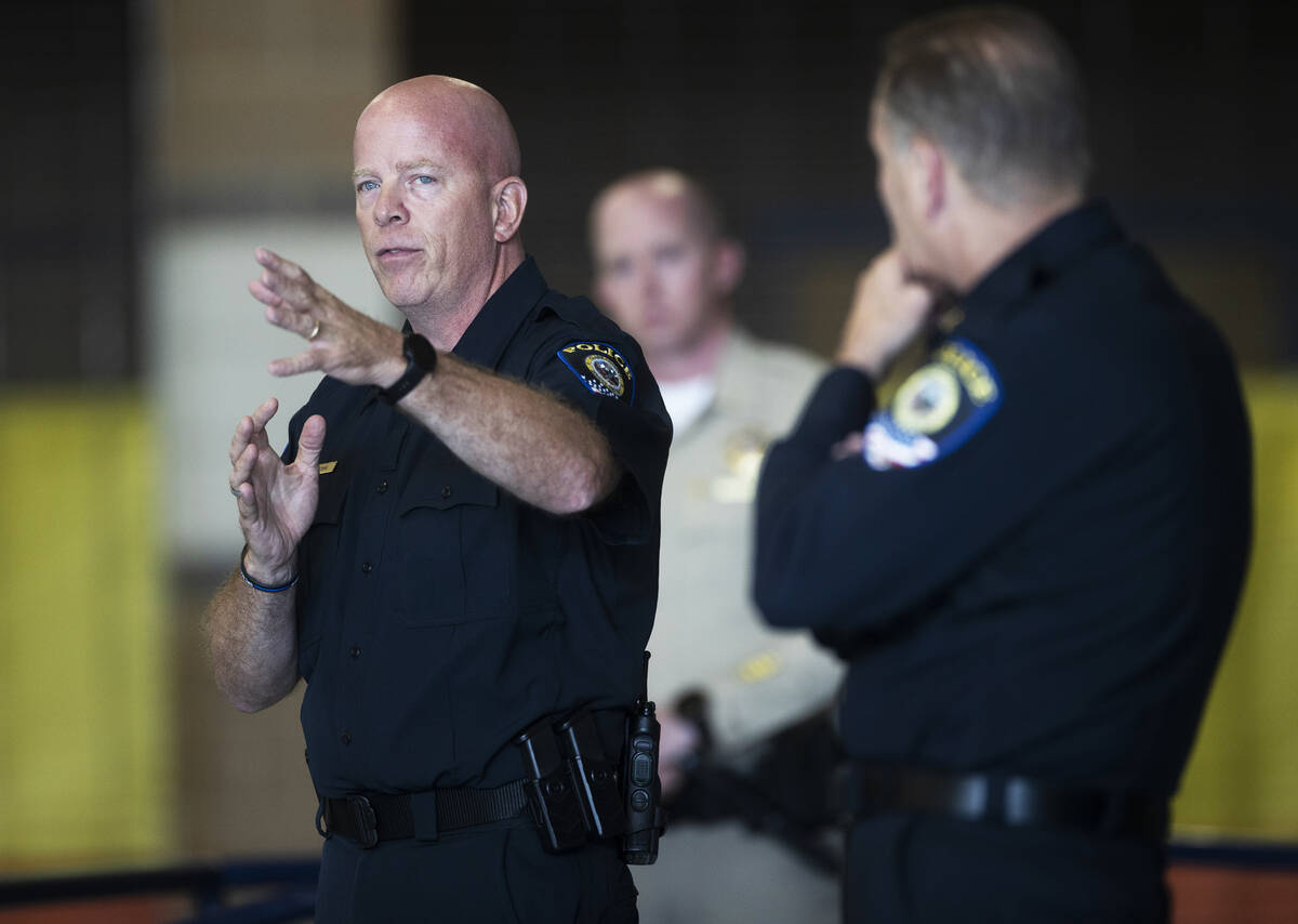 CCSD Police Lt. Bryan Zink speaks at Spring Valley High School on Tuesday, June 7, 2022, in Las ...