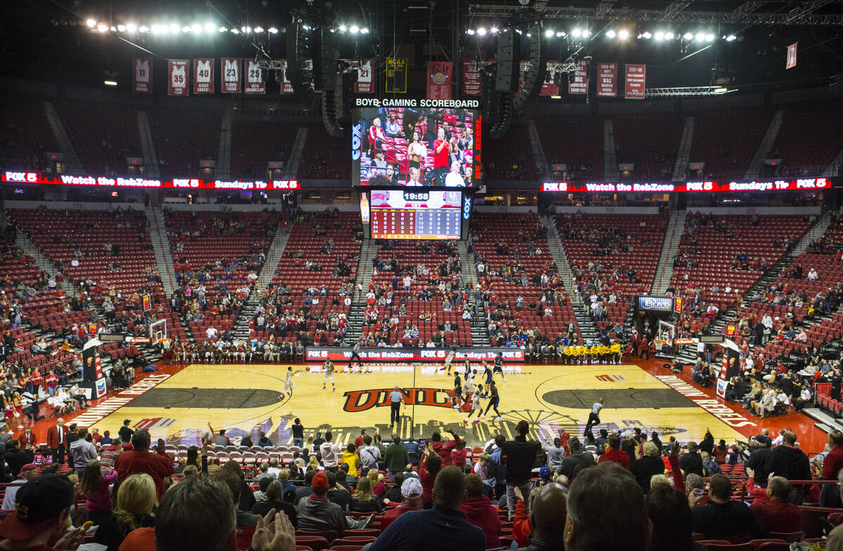 UNLV Rebels take on the UC Riverside Highlanders just after tipoff in a basketball game at the ...
