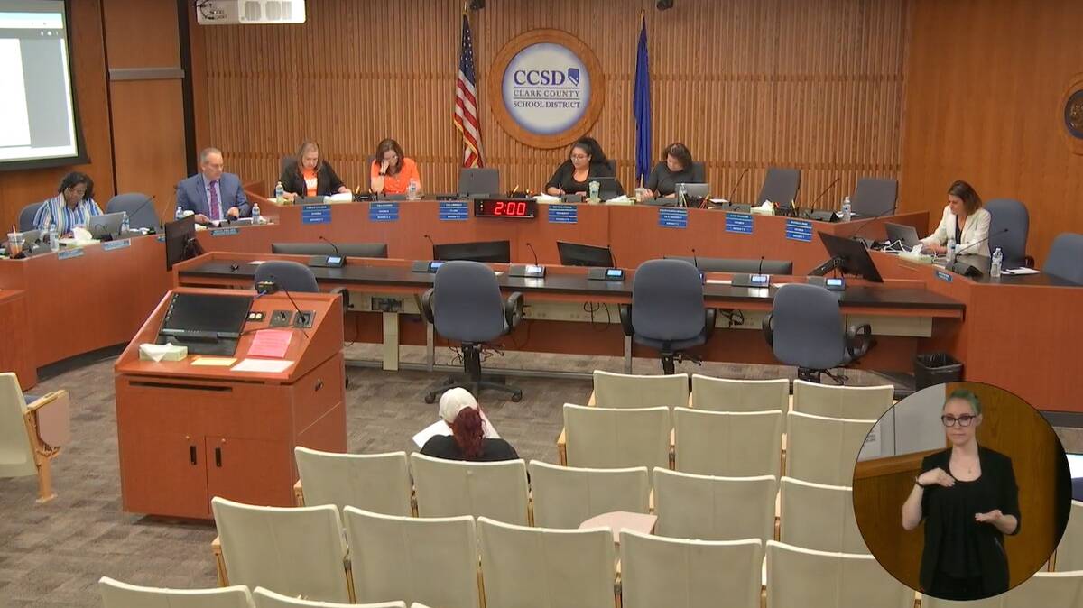 Clark County School District trustees clashed at a board meeting Wednesday over social media po ...