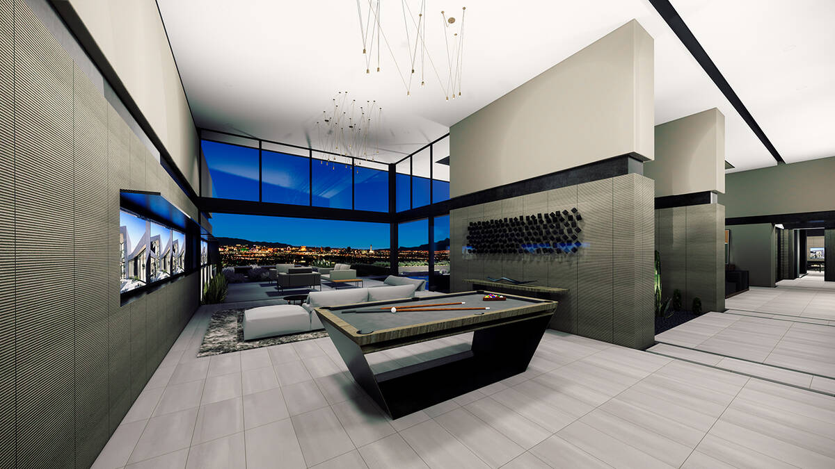 This artist's rendering shows the game room and its view of the Strip. (Blue Heron)