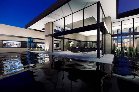This artist's rendering shows a Blue Heron home under construction in MacDonald Highlands. Form ...