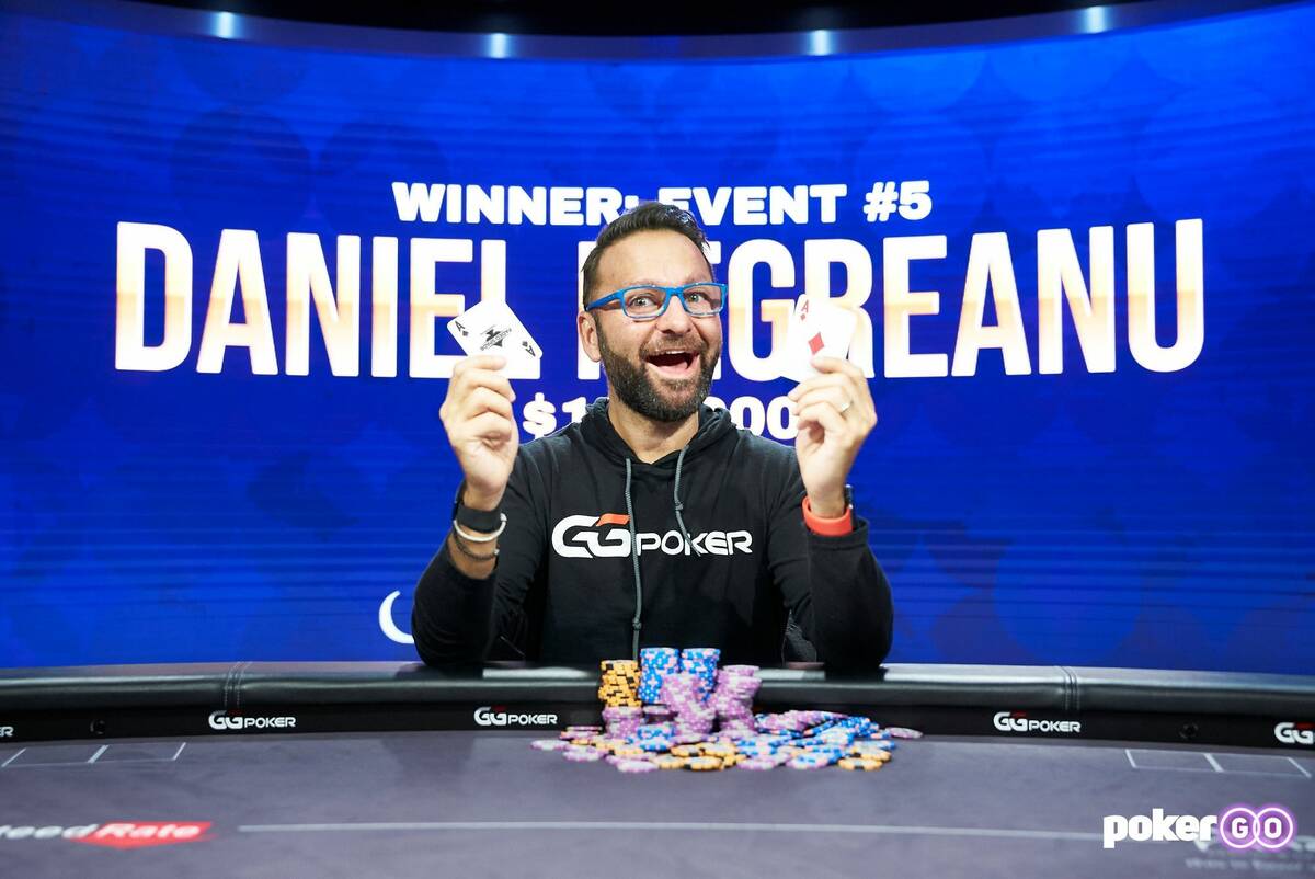 Daniel Negreanu after winning Event 5 of the Poker Masters on Sunday, Sept. 12, 2021, at the Po ...