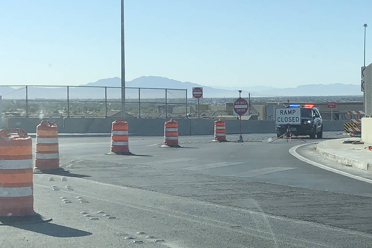 The on-ramp onto U.S. Highway 95 southbound at West Elkhorn Road is closed Friday, June 10, 202 ...