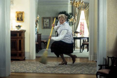 Robin Williams in a scene from the film 'Mrs. Doubtfire', 1993. (Photo by 20th Century Studios)