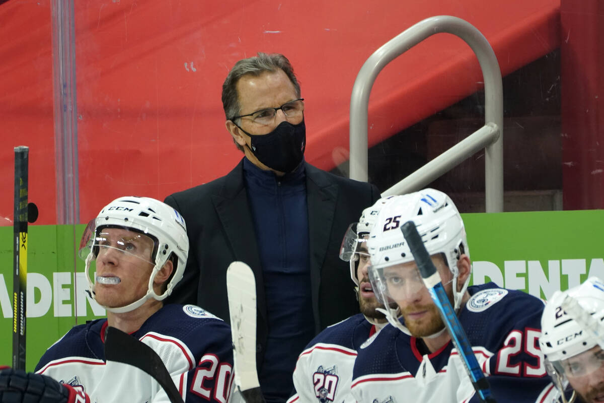 Columbus Blue Jackets head coach John Tortorella watches against the Detroit Red Wings in the f ...
