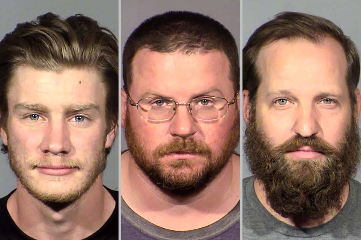 Andrew Lynam, left, William Loomis, Stephen Parshall, from 2020 arrests (Las Vegas Metropolitan ...