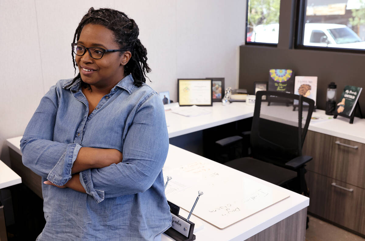 Oraleesa Gardner, general manager and CEO at Chaseel LLC, talks to a reporter in her office sui ...