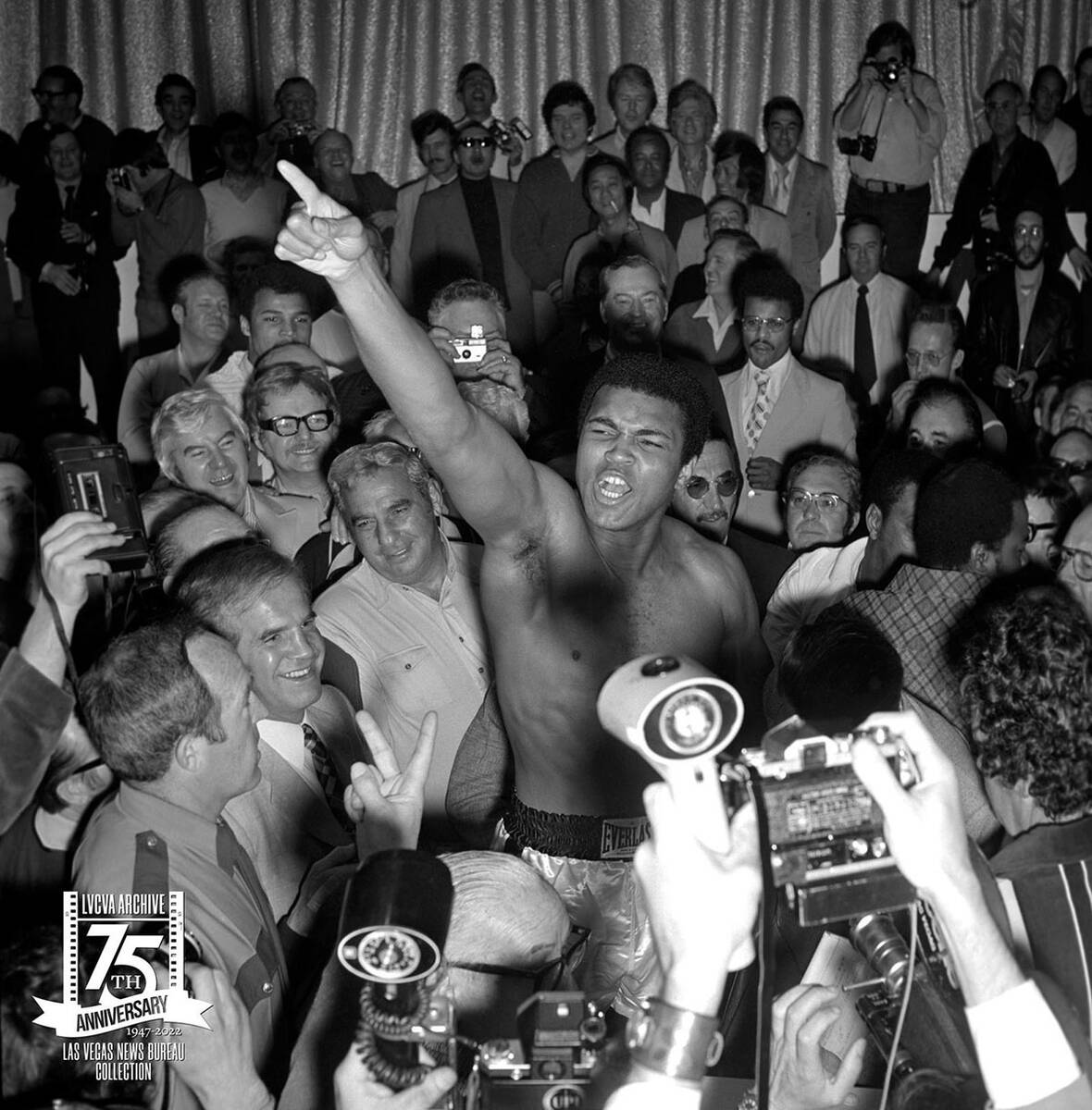 Muhammad Ali at his weigh-in at Caesars Palace on Feb. 14, 1973, proceeding his match against J ...