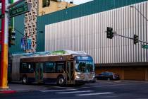 A Regional Transportation Commission bus drives along Las Vegas Boulevard in this file photo. ( ...