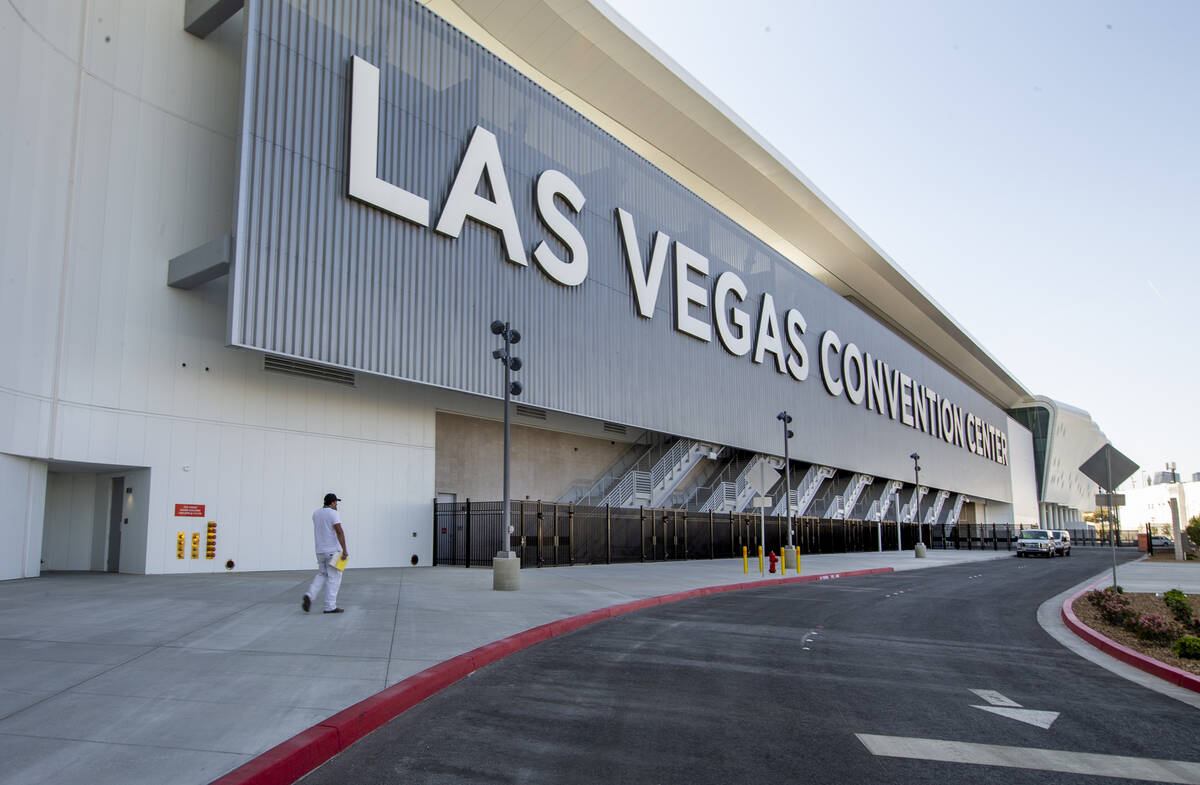 Signage on the side of the building outside the new Las Vegas Convention Center West Hall on Tu ...