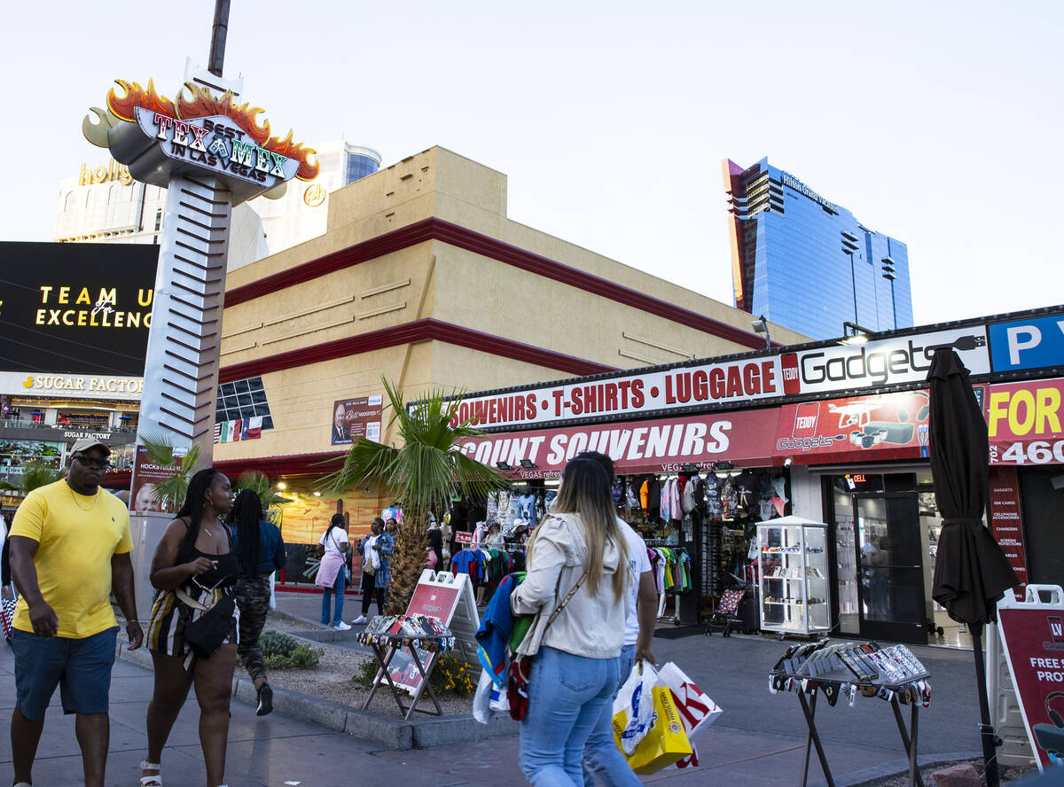 A retail building, right, and TexMex Tequila restaurant at 3729 Las Vegas Blvd South are shown ...