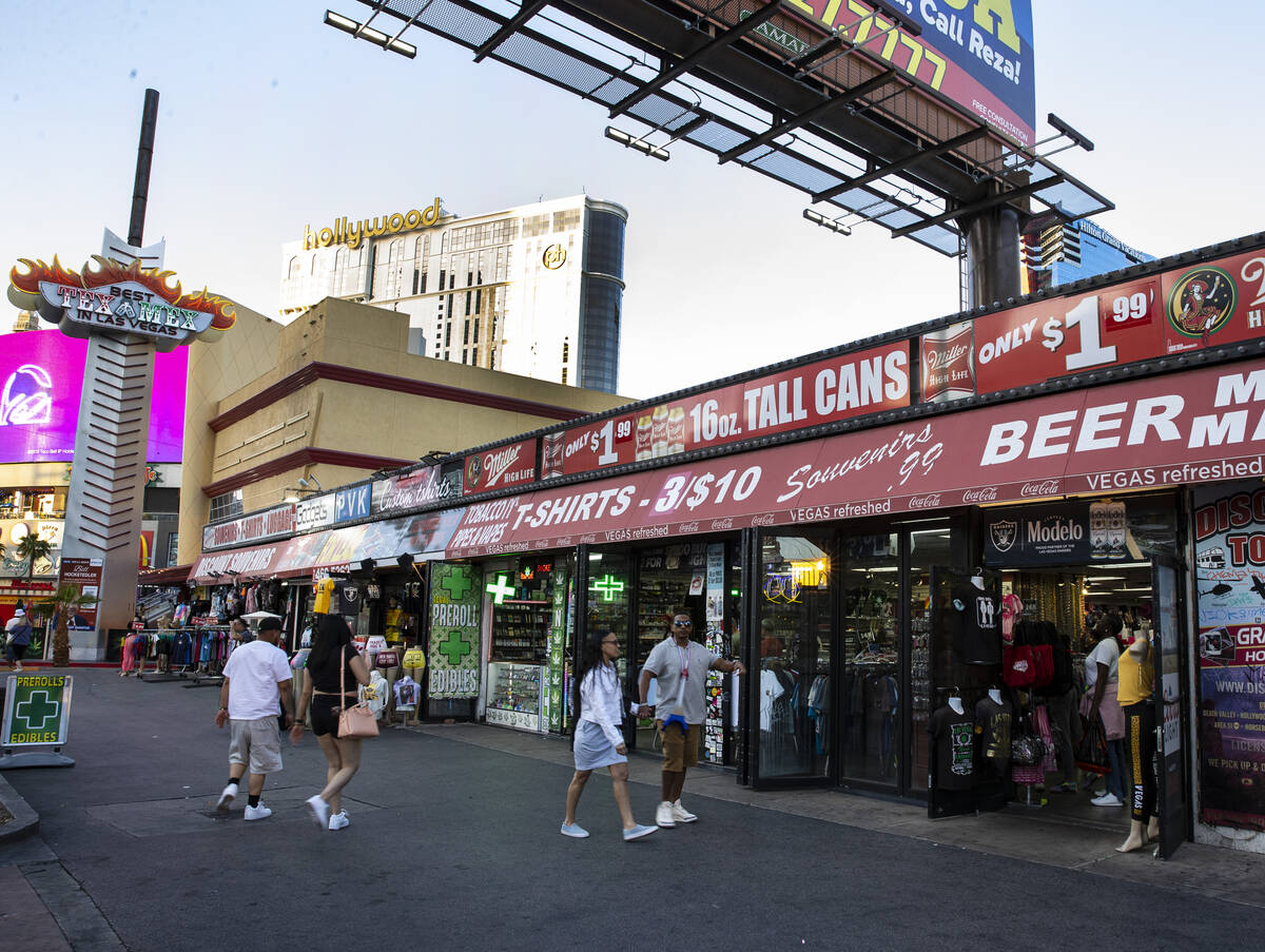 A retail building, right, and TexMex Tequila restaurant at 3729 Las Vegas Blvd South are shown ...