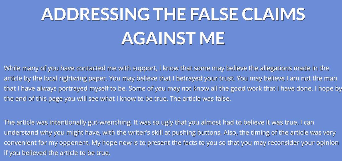 Screenshot of the top of the letter Public Administrator Robert Telles posted to his campaign w ...