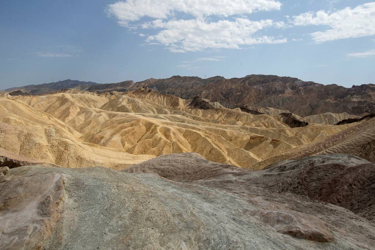 Zabriskie Point at Death Valley National Park, where temperatures reached 127 degrees, on Monda ...
