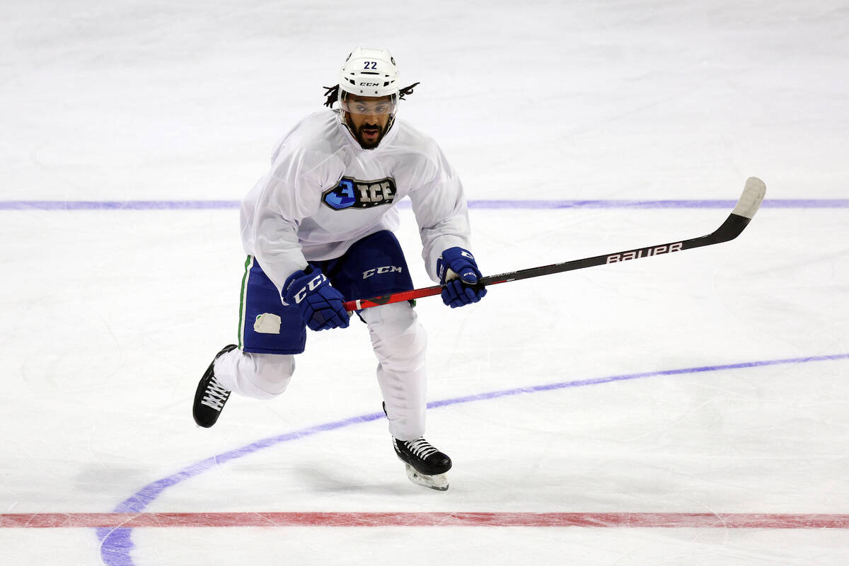 Matt Petgrave of Team D skates during 3ICE Hockey Open Skating Session at the Orleans Arena on ...