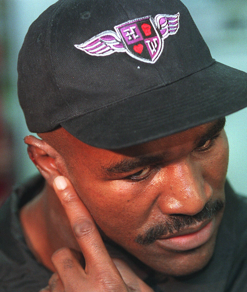 Following medical treatment at Valley Hospital, Evander Holyfield describes the biting injuries ...